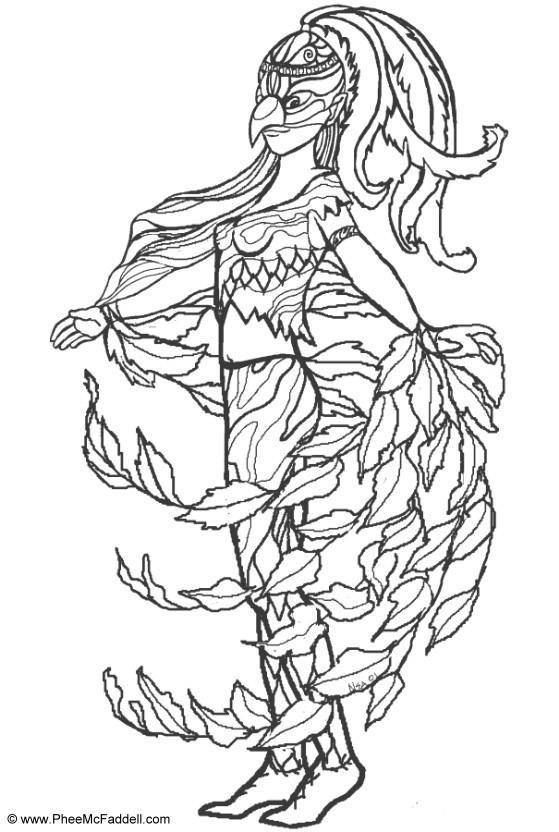 Disegno da colorare costume da uccello
