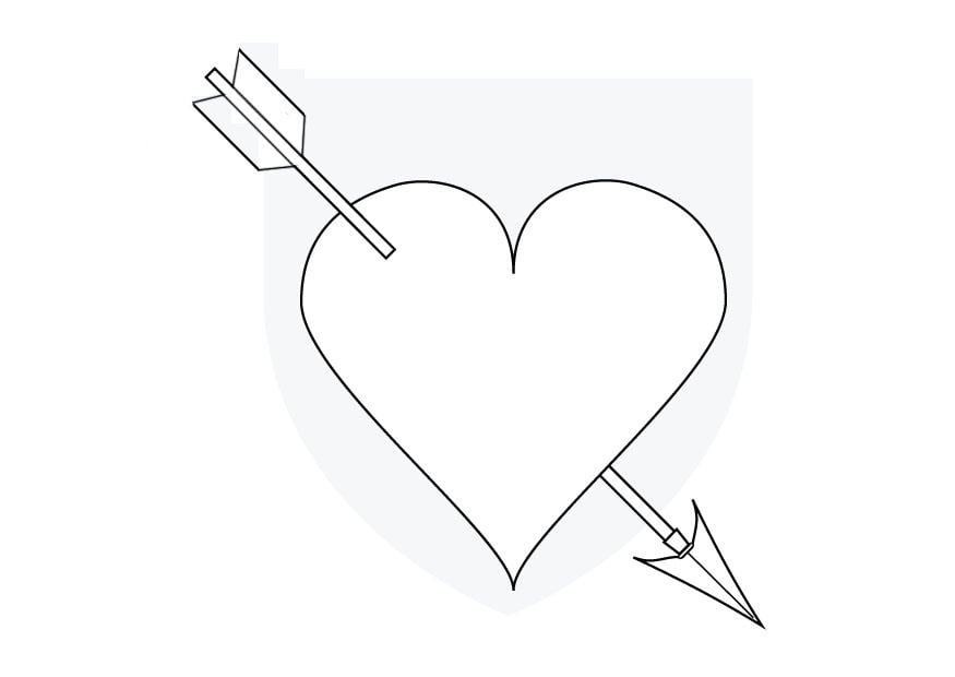Disegno da colorare cuore di cupido