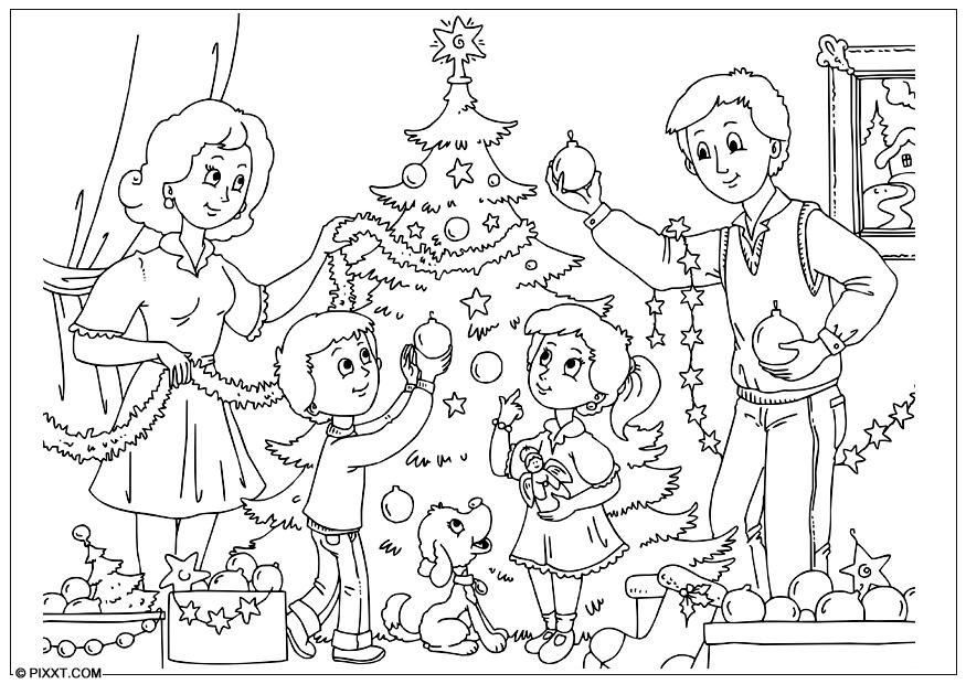 Disegno da colorare decorare lalbero di natale
