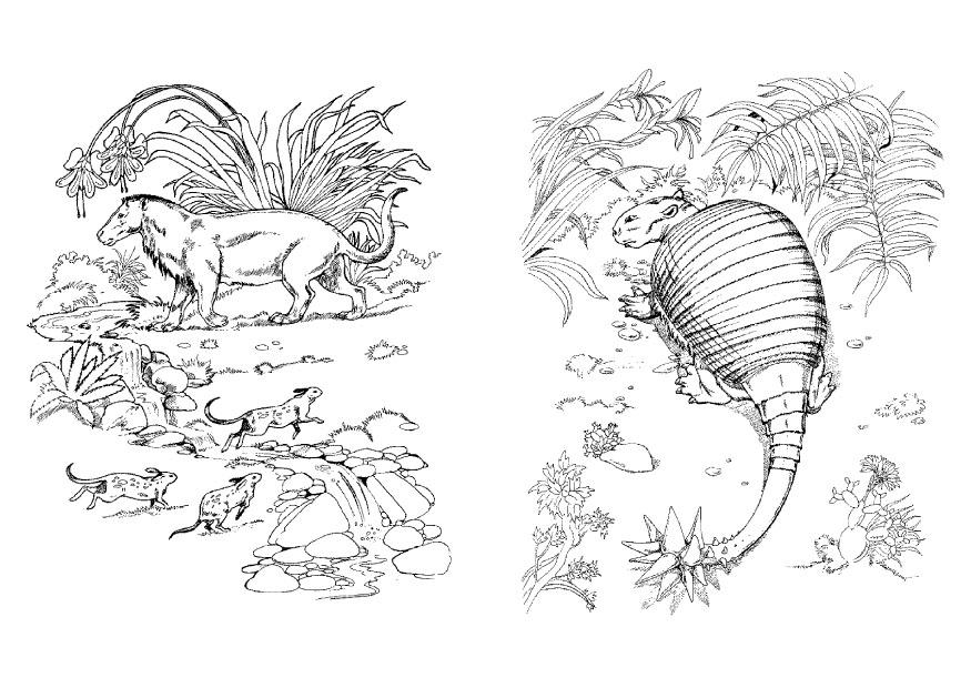 Disegno da colorare dino e predatore