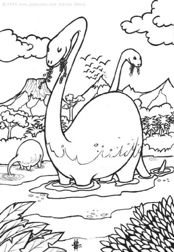 Disegno da colorare dinosauri in acqua