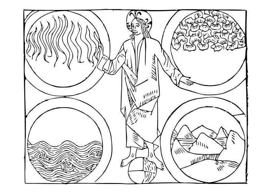Disegno da colorare dio e i 4 elementi
