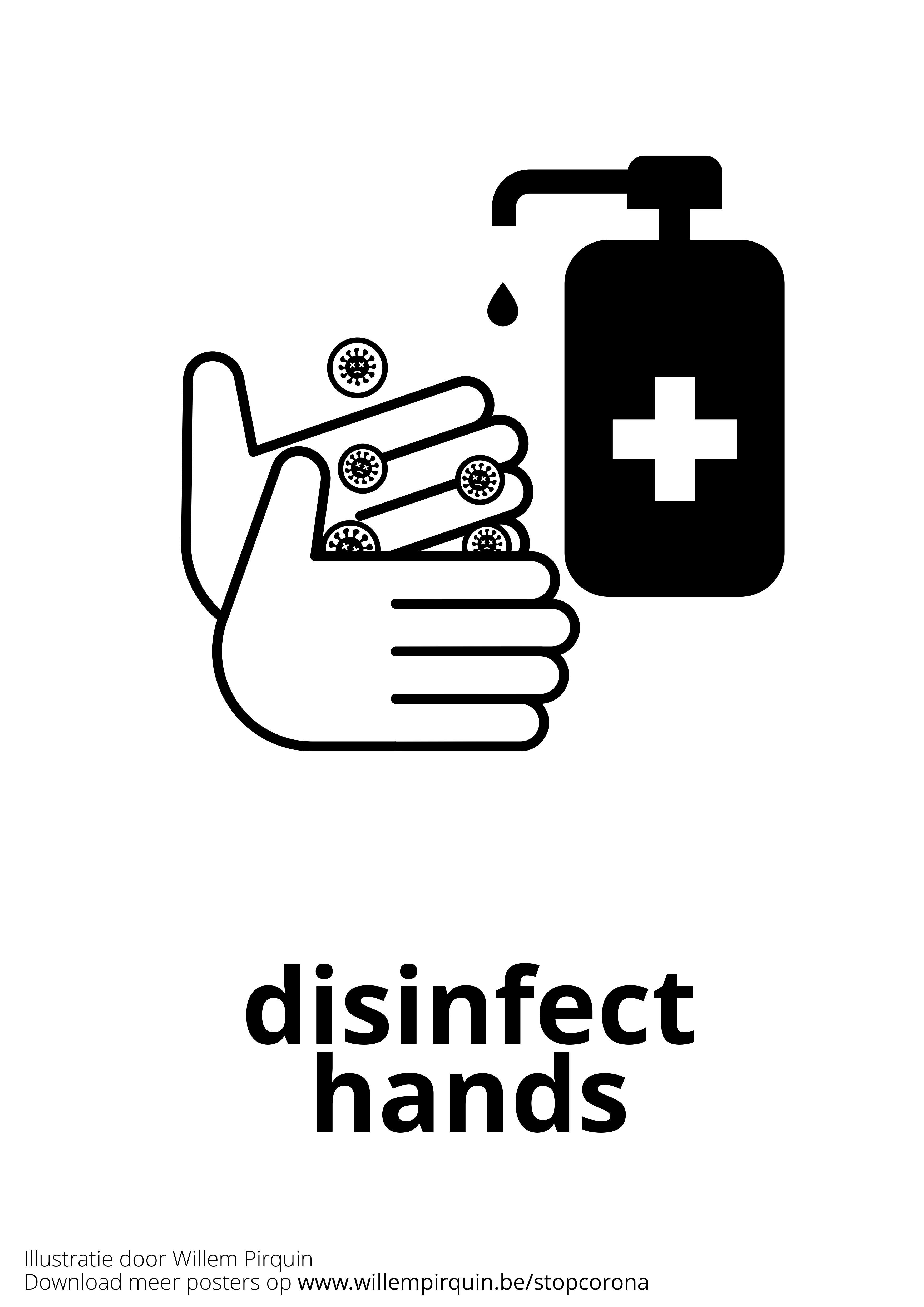 Disegno da colorare disinfettare le mani