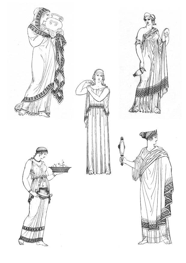 Disegno da colorare donne dellantica grecia