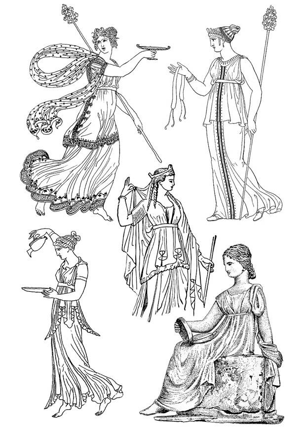Disegno da colorare donne greche