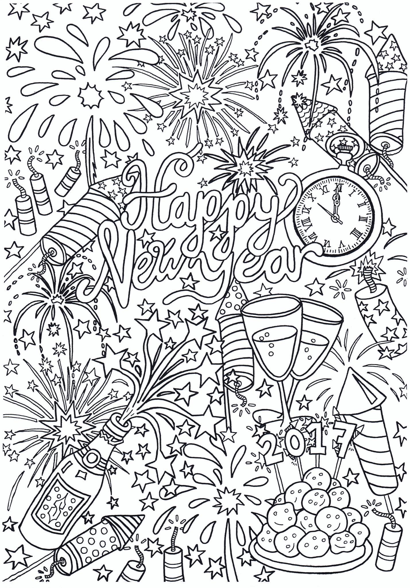 Disegno da colorare felice anno nuovo