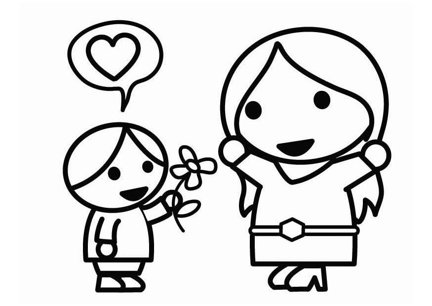 Disegno da colorare festa della mamma con figlio