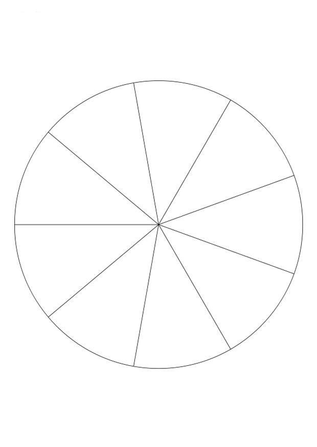 Disegno da colorare frazione - nove parti