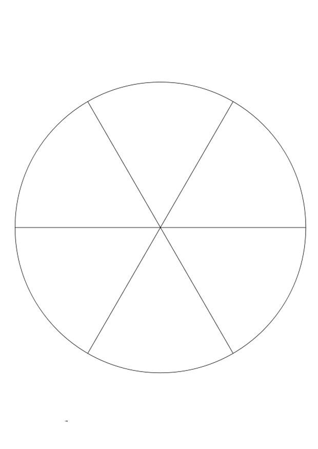 Disegno da colorare frazione - sei parti