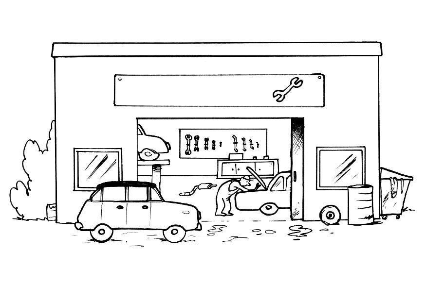 Disegno da colorare garage - senza testo