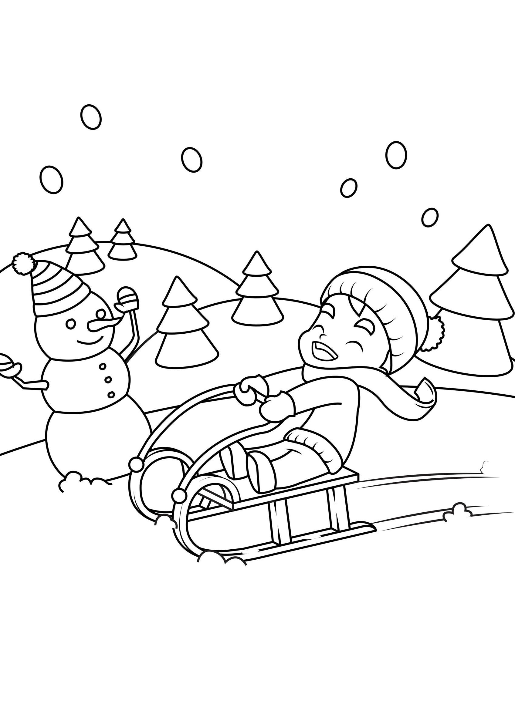 Disegno da colorare giocando nella neve