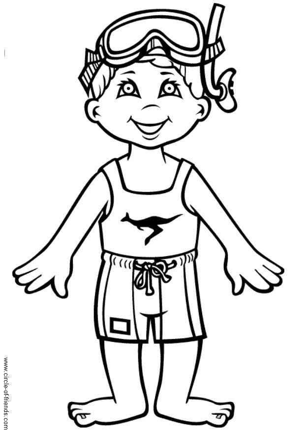 Disegno da colorare hans va in piscina