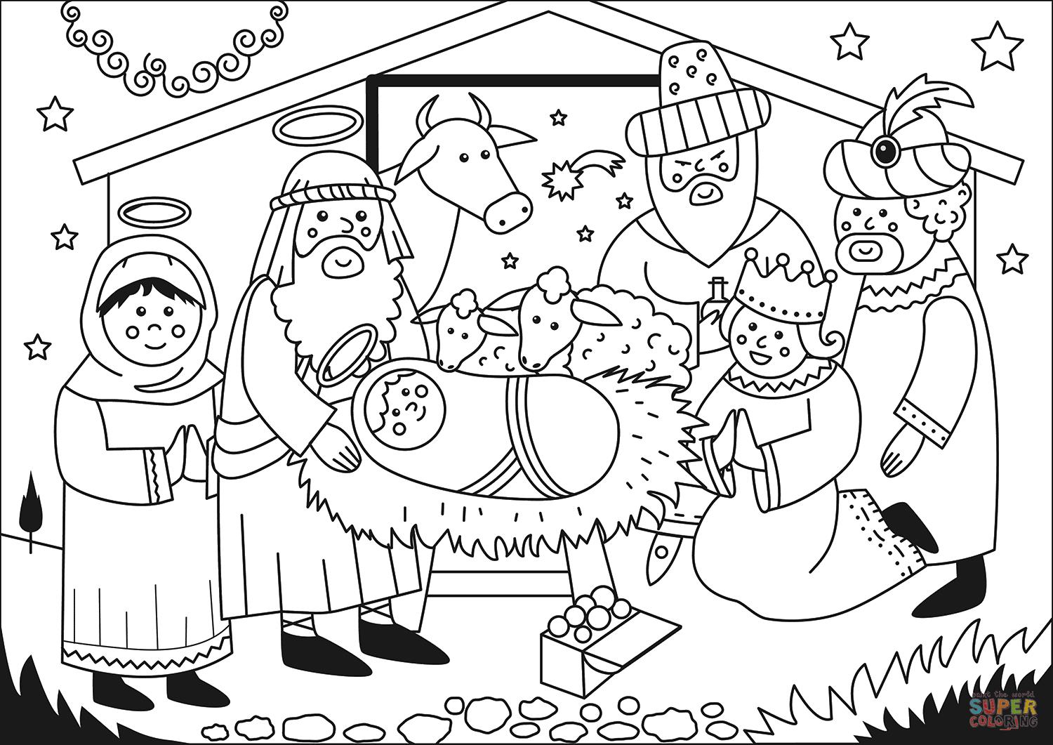 Disegno da colorare i tre magi con gesA¹