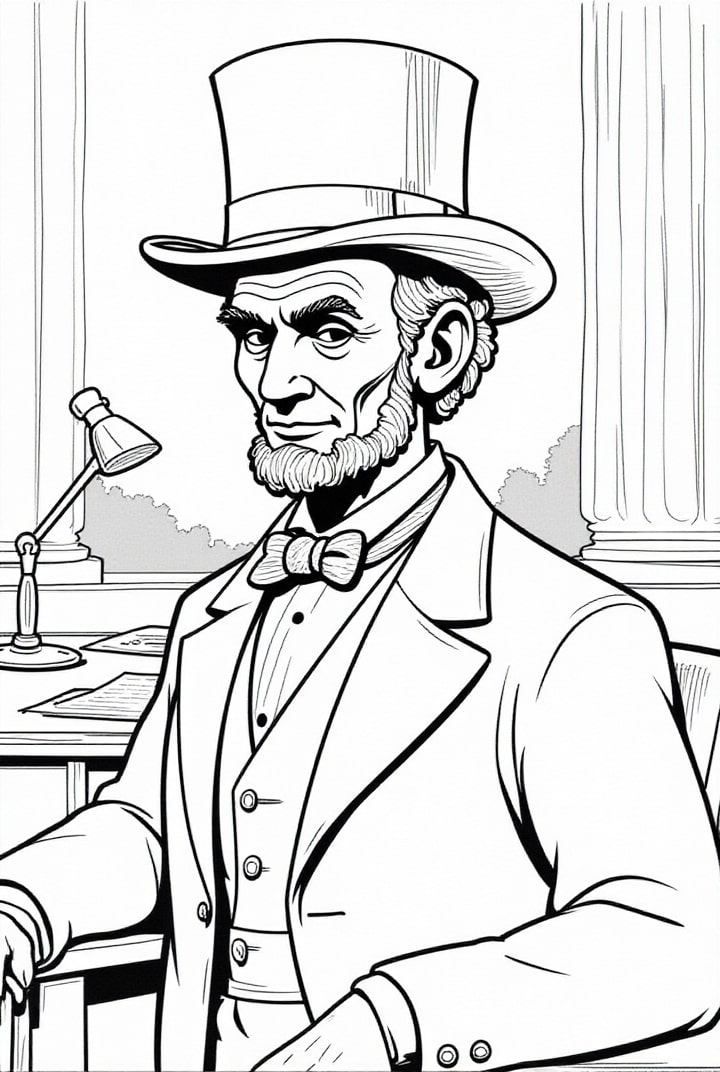 Disegno da colorare il presidente abraham lincoln
