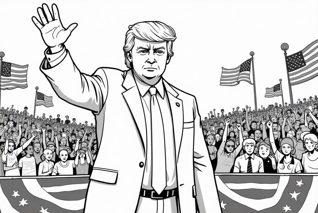 Disegno da colorare il presidente donald trump durante un incontro