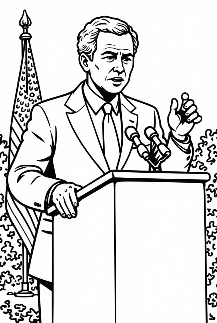 Disegno da colorare il presidente george w. bush