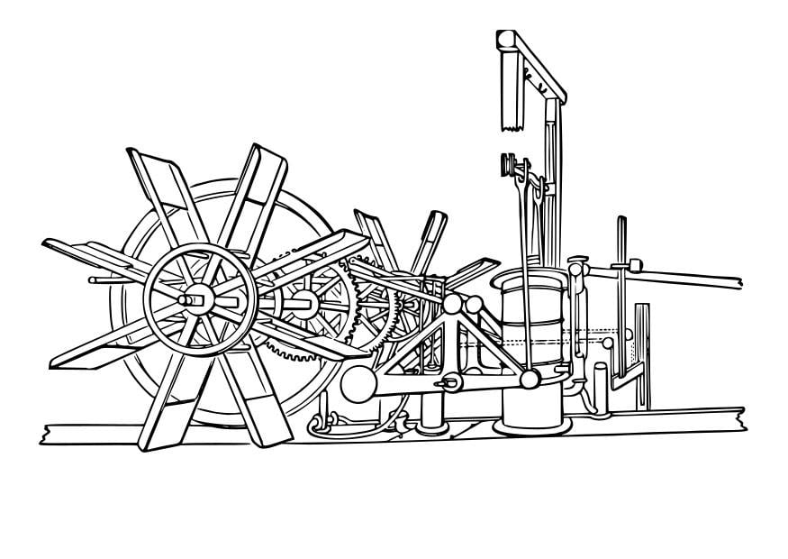 Disegno da colorare ingranaggio per nave a vapore