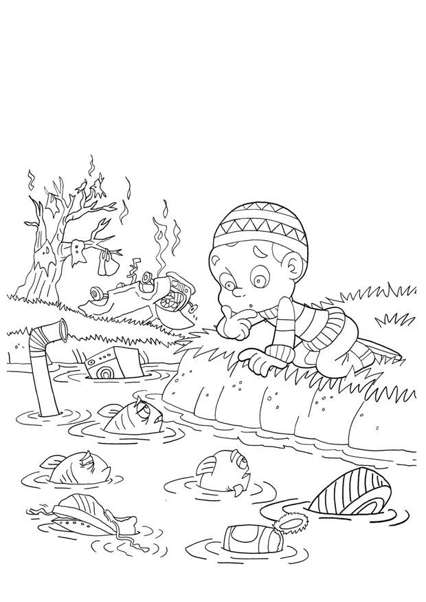 Disegno da colorare inquinamento delle acque