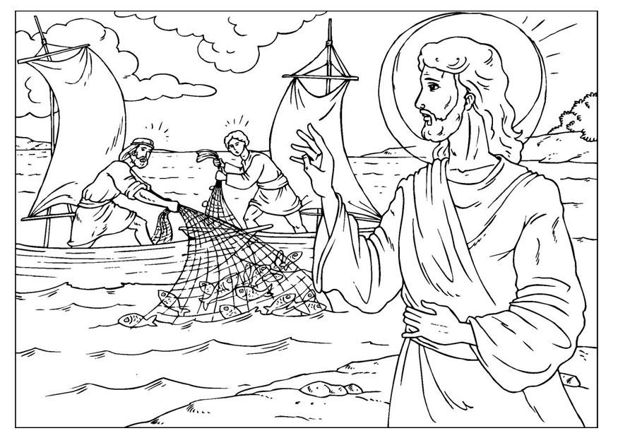 Disegno da colorare la pesca miracolosa