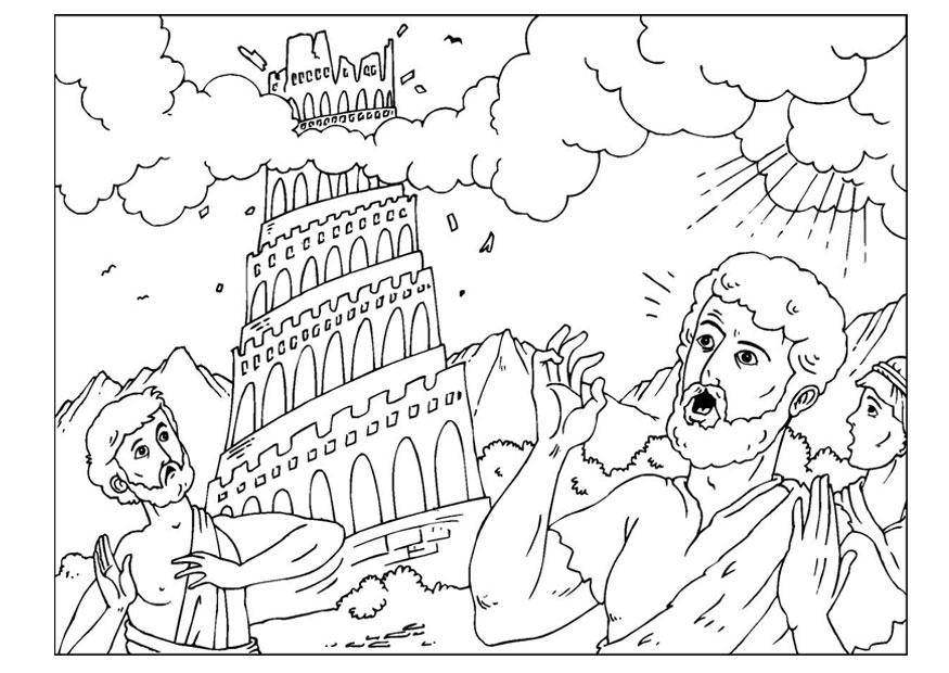 Disegno da colorare la torre di babele