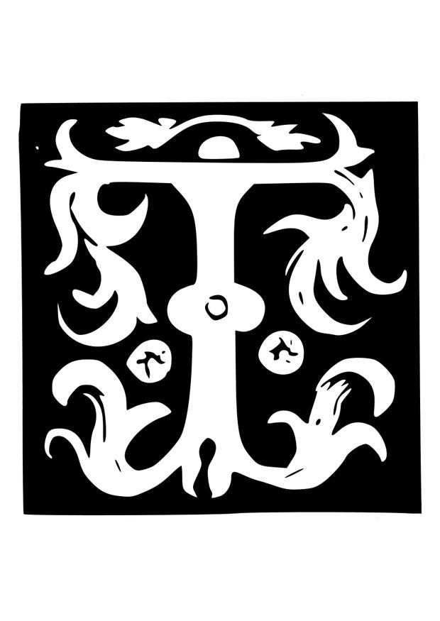 Disegno da colorare lettera decorativa -t