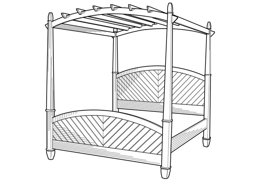 Disegno da colorare letto a baldacchino