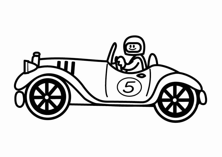 Disegno da colorare macchina depoca da corsa