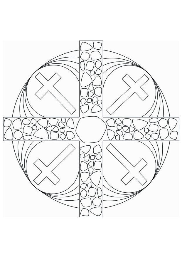 Disegno da colorare mandala croce