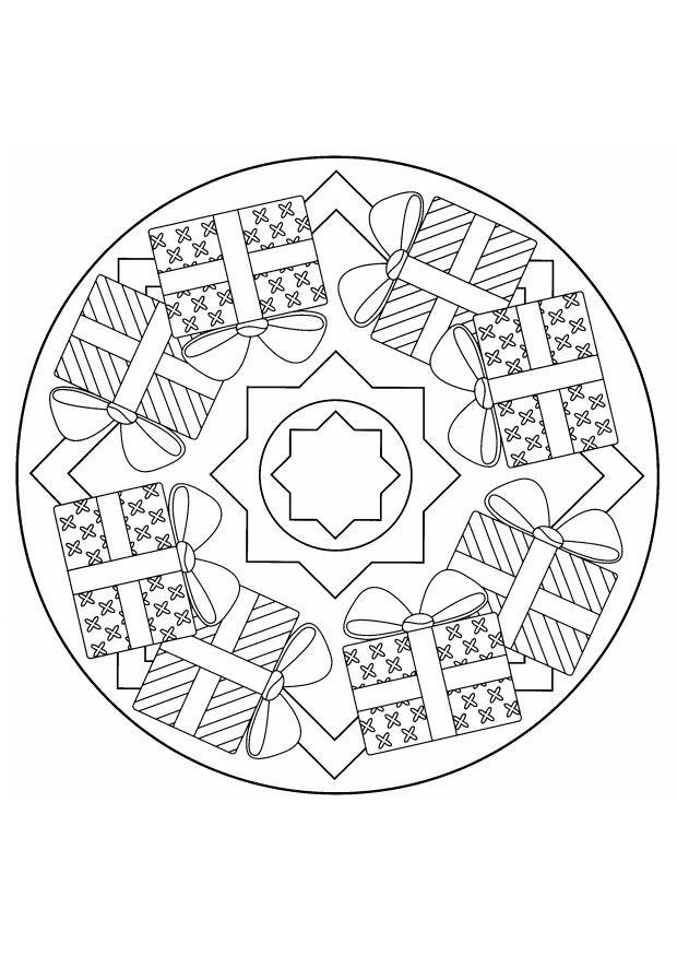Disegno da colorare mandala natalizia