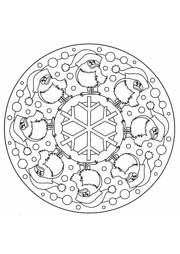Disegno da colorare mandala natalizia