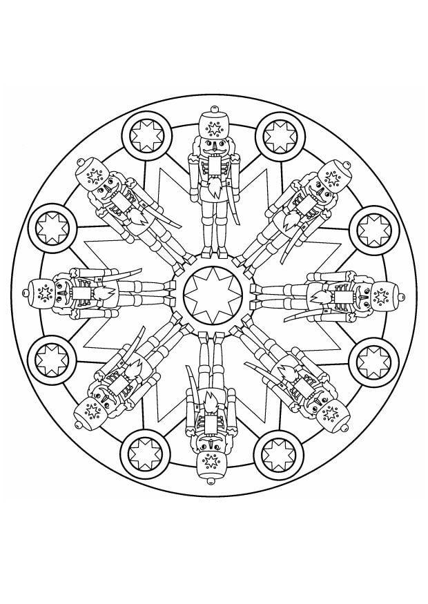 Disegno da colorare mandala natalizia