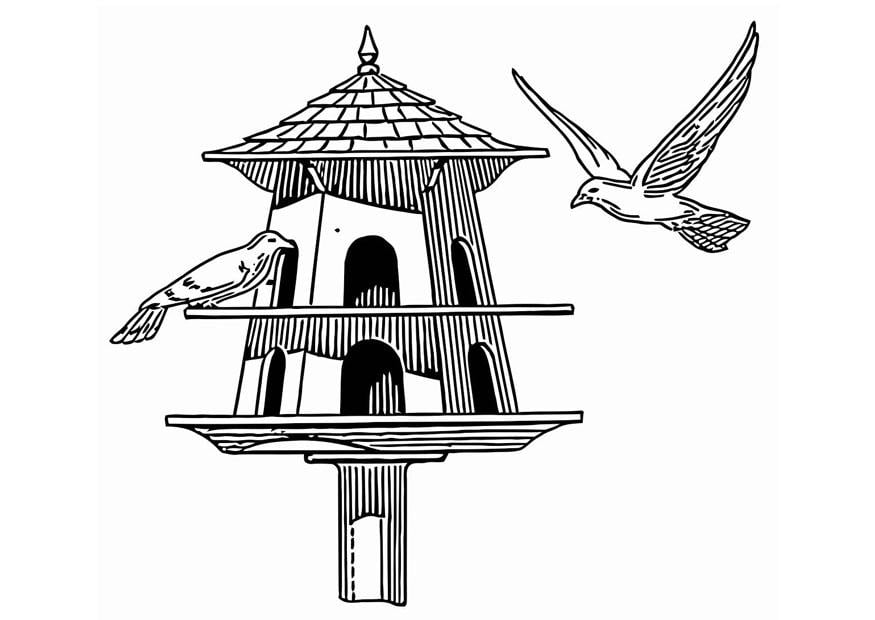 Disegno da colorare mangiatoio per uccellini
