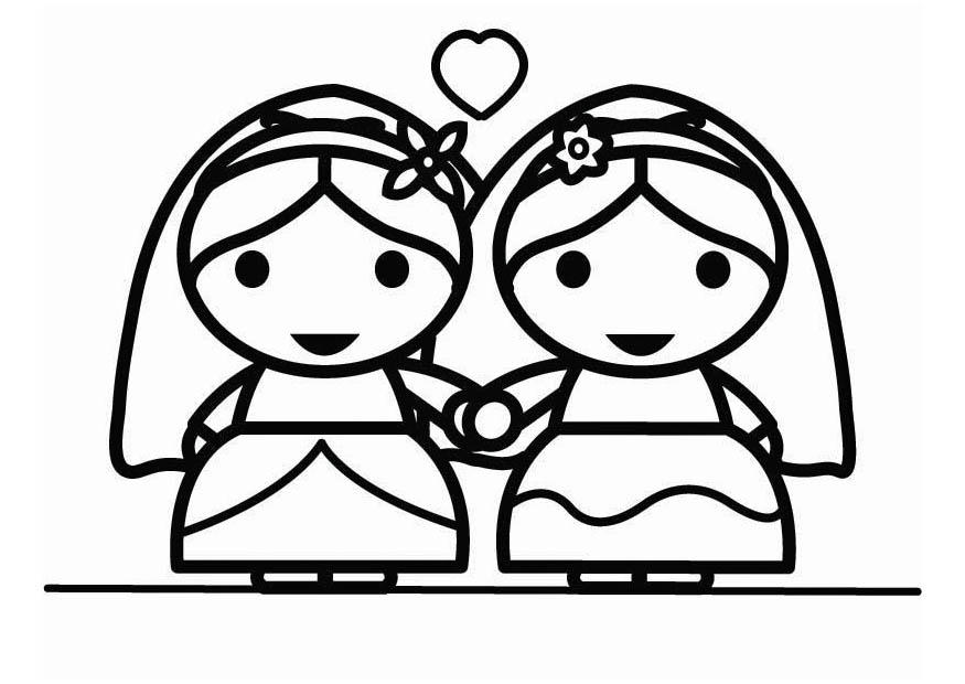 Disegno da colorare matrimonio gay tra donne - holebi