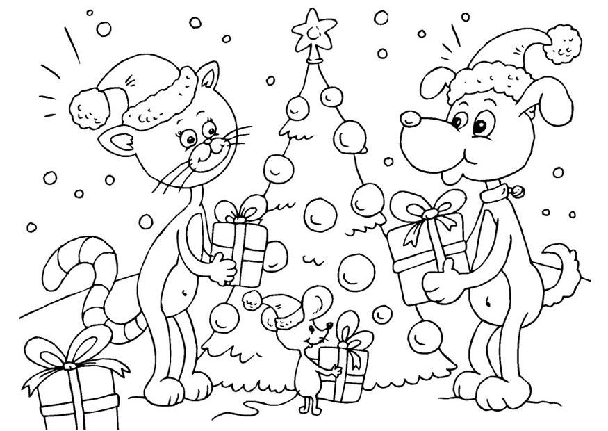 Disegno da colorare natale per gli animali