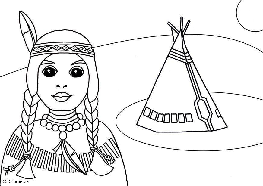 Disegno da colorare nativo damerica