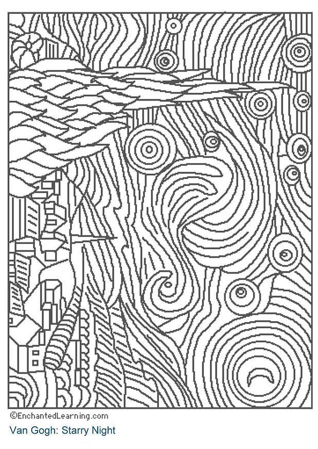 Disegno da colorare notte stellata