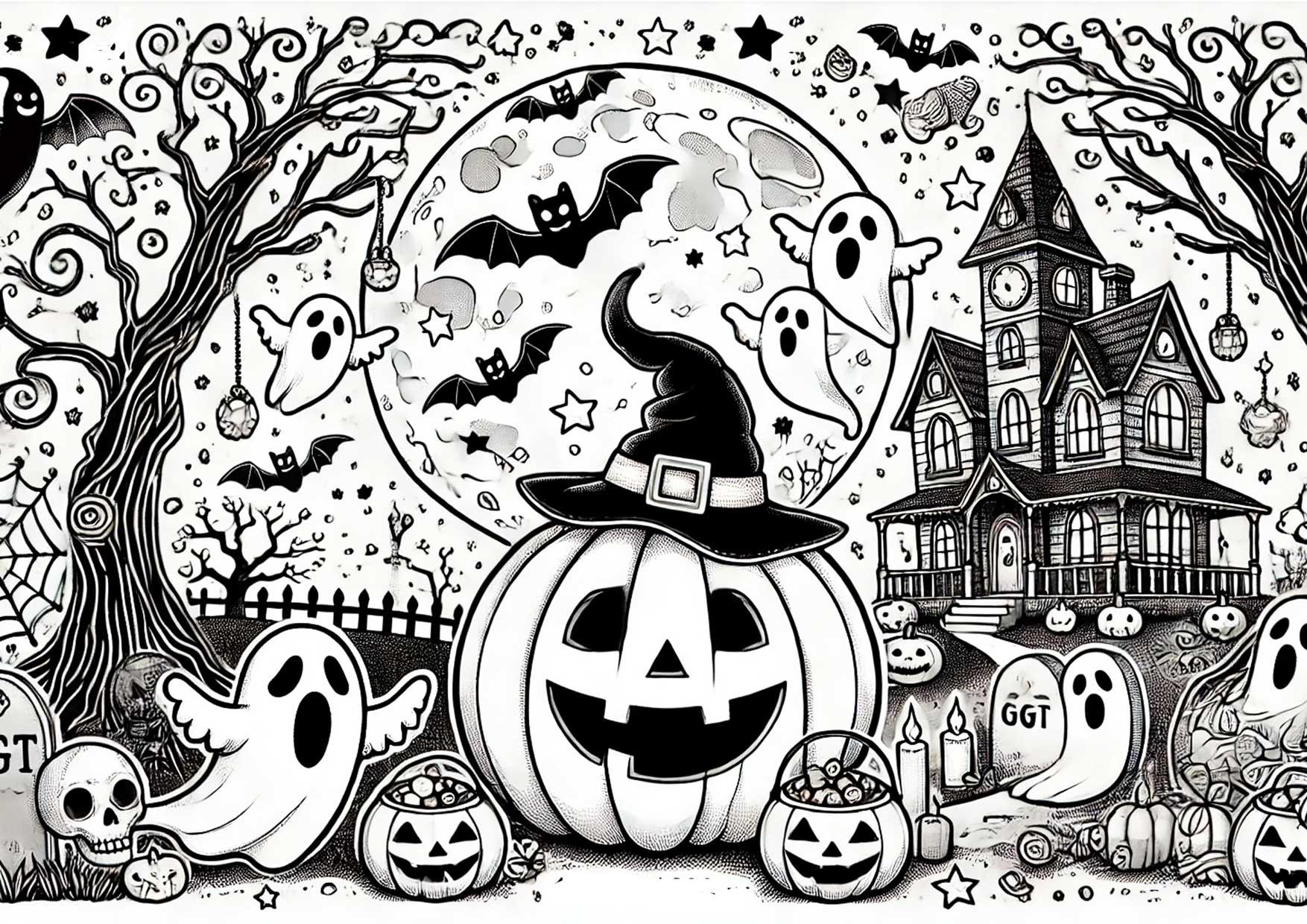 Disegno da colorare orrore di halloween