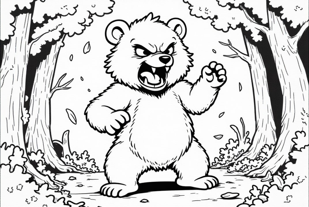 Disegno da colorare orso arrabbiato