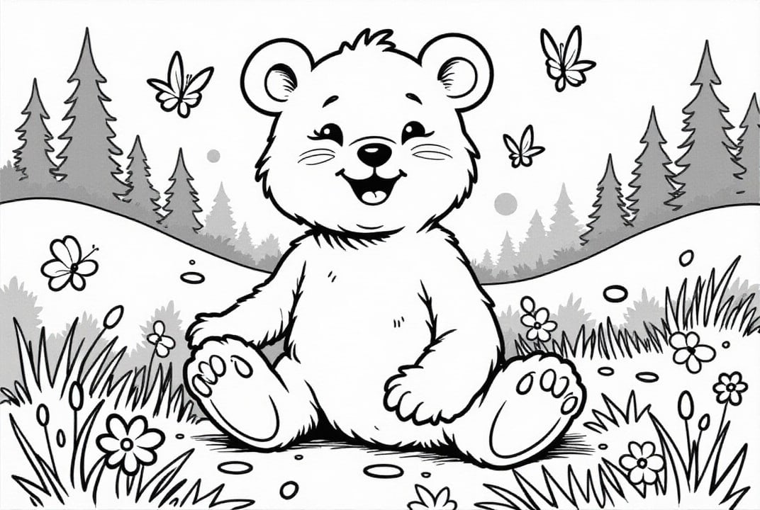 Disegno da colorare orso felice