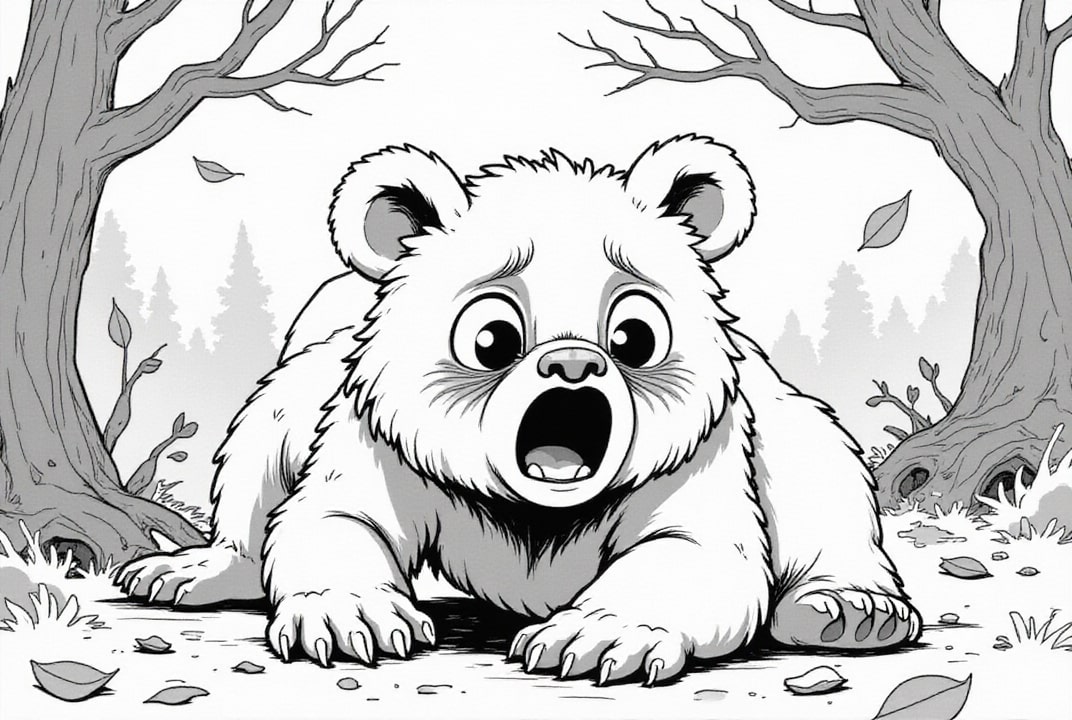 Disegno da colorare orso spaventato