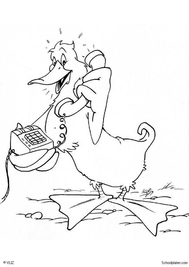 Disegno da colorare papera al telefono
