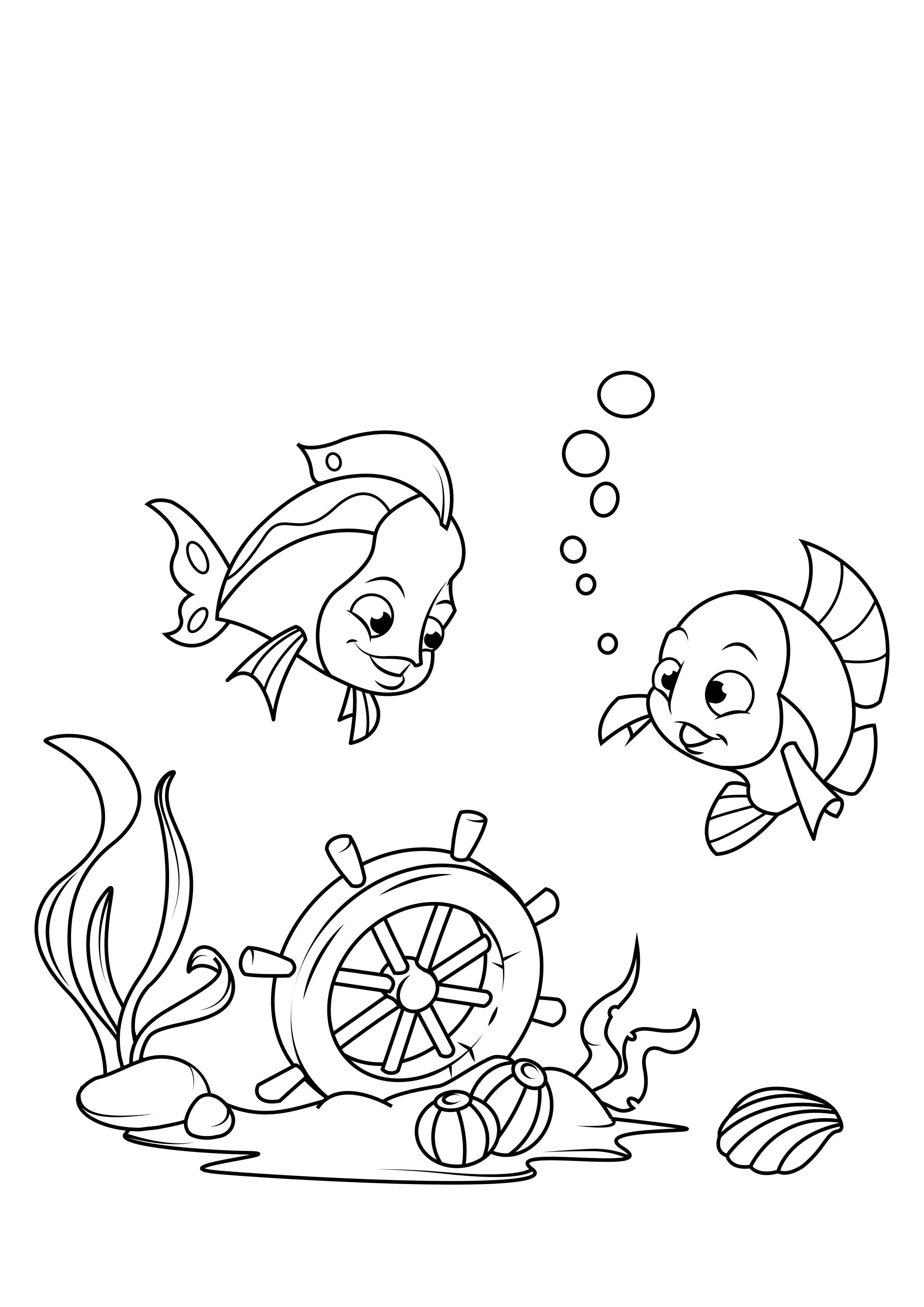 Disegno da colorare pesce e volante