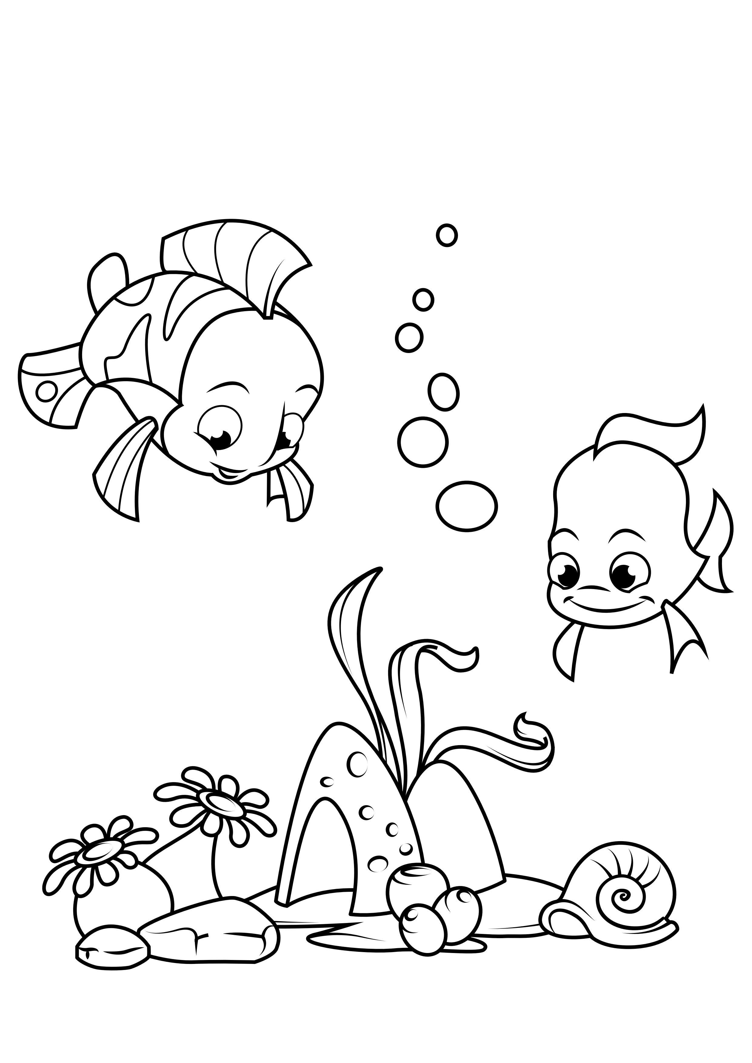 Disegno da colorare pesce nel mare