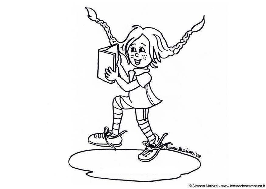 Disegno da colorare pippi calzalunghe