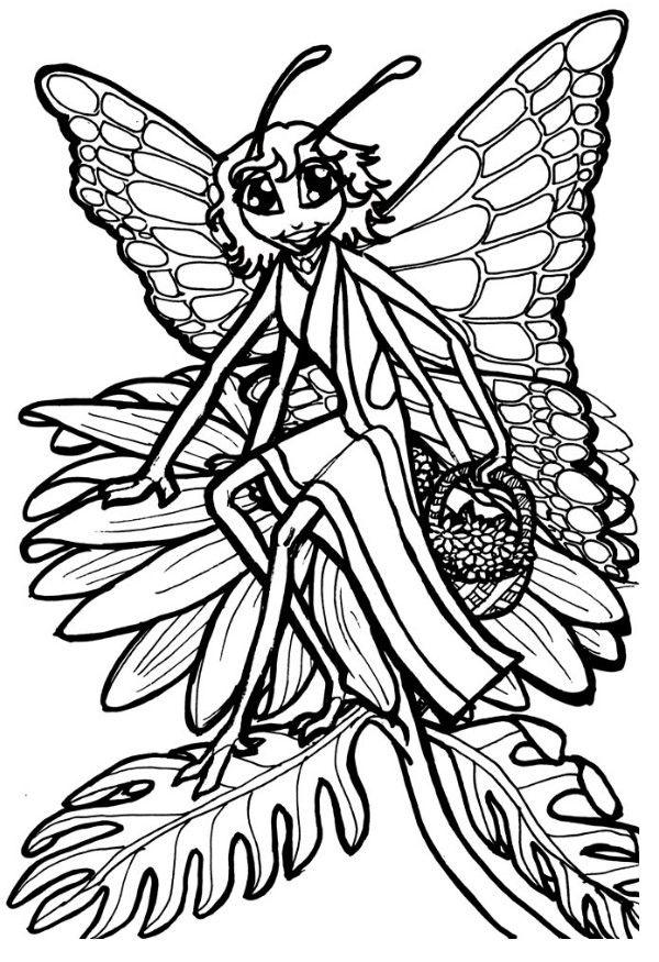 Disegno da colorare principessa mariposa