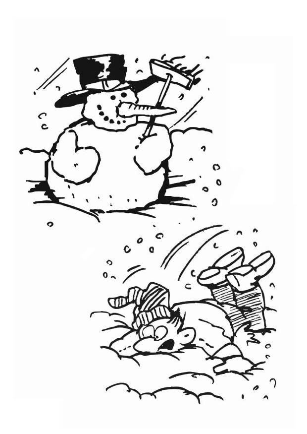 Disegno da colorare pupazzo di neve  
