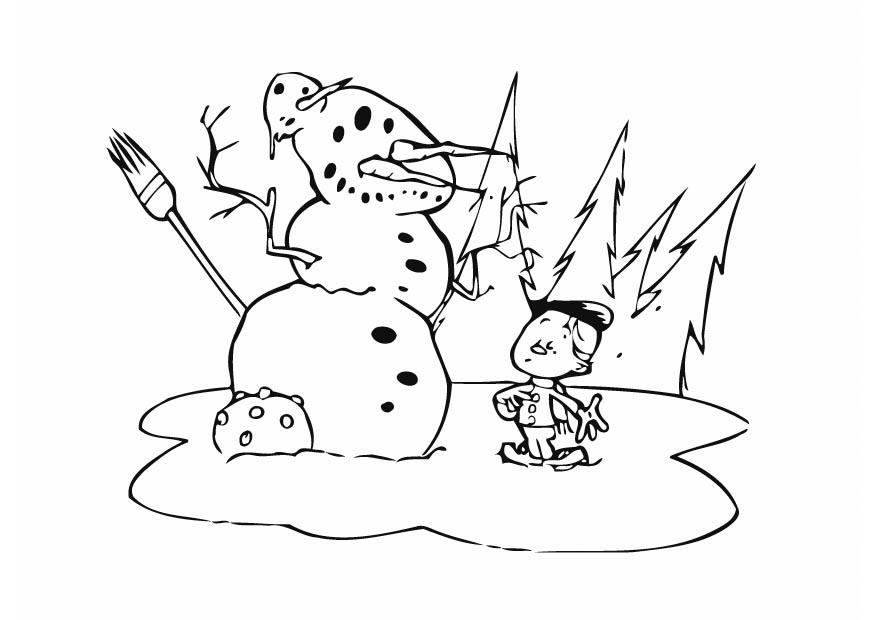 Disegno da colorare pupazzo di neve