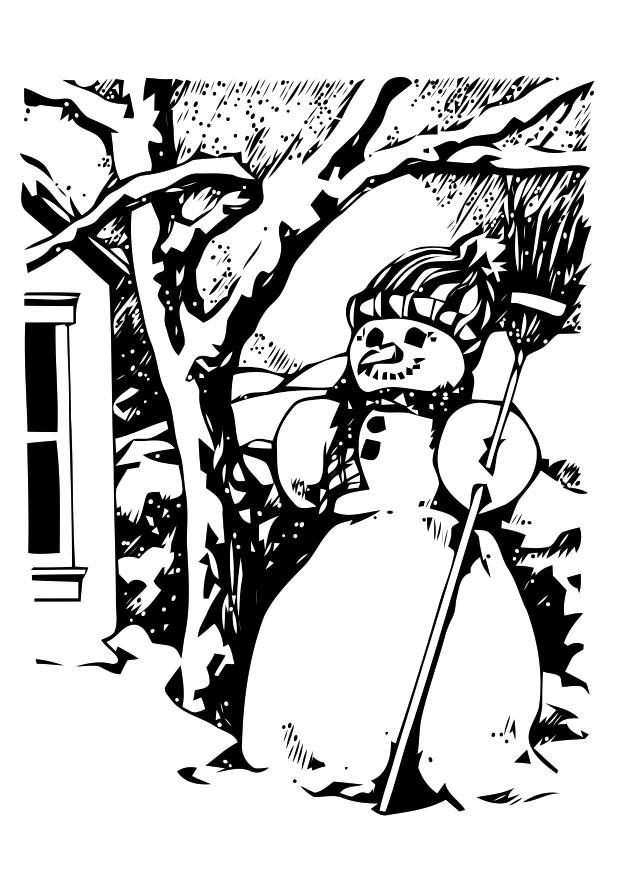 Disegno da colorare pupazzo di neve