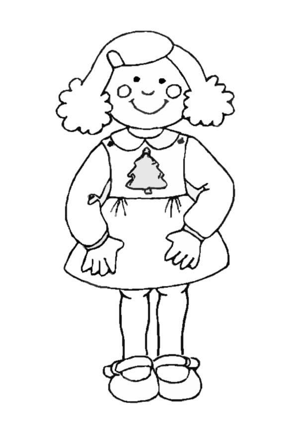 Disegno da colorare ragazza con abito natalizio