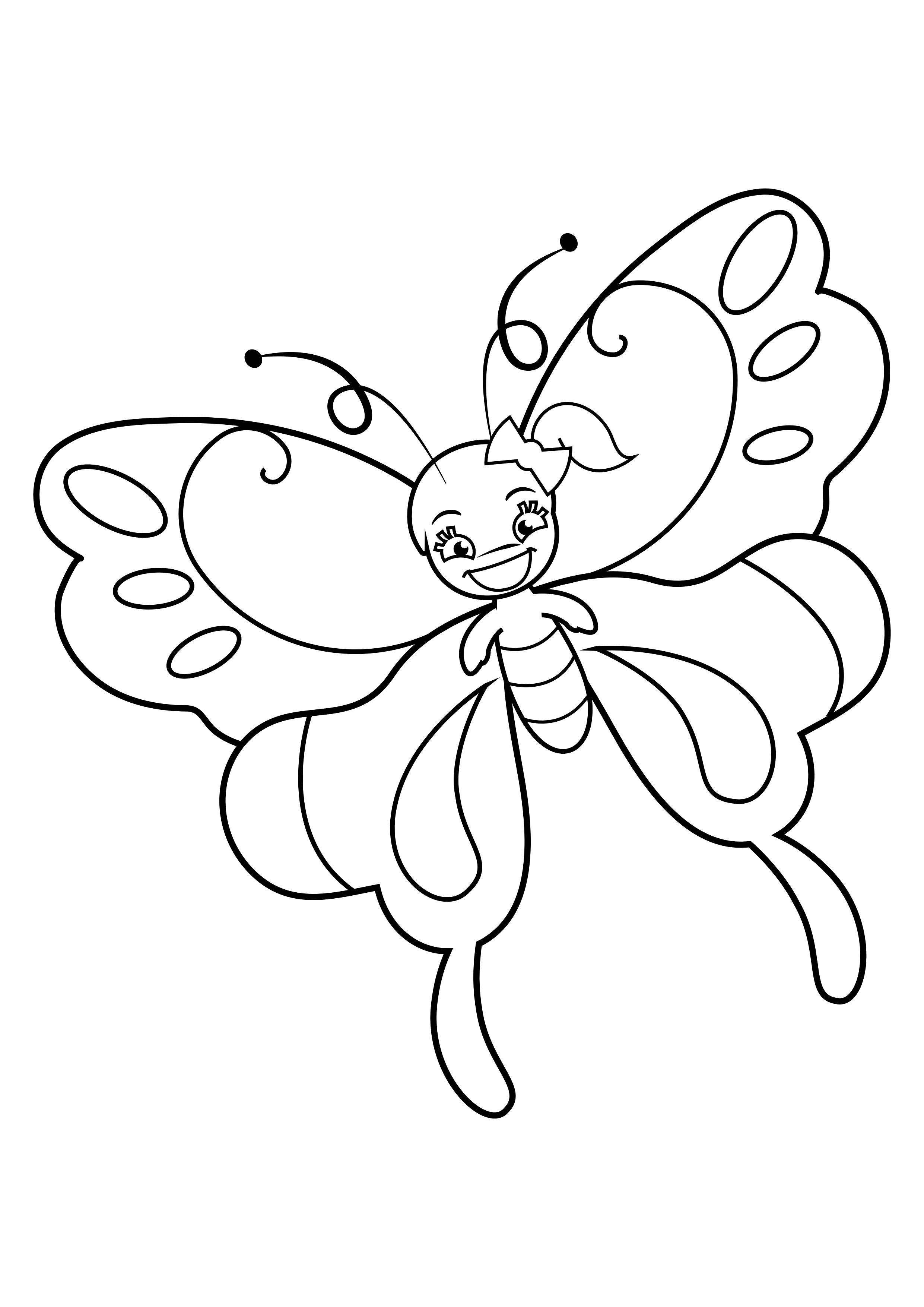 Disegno da colorare ragazza farfalla